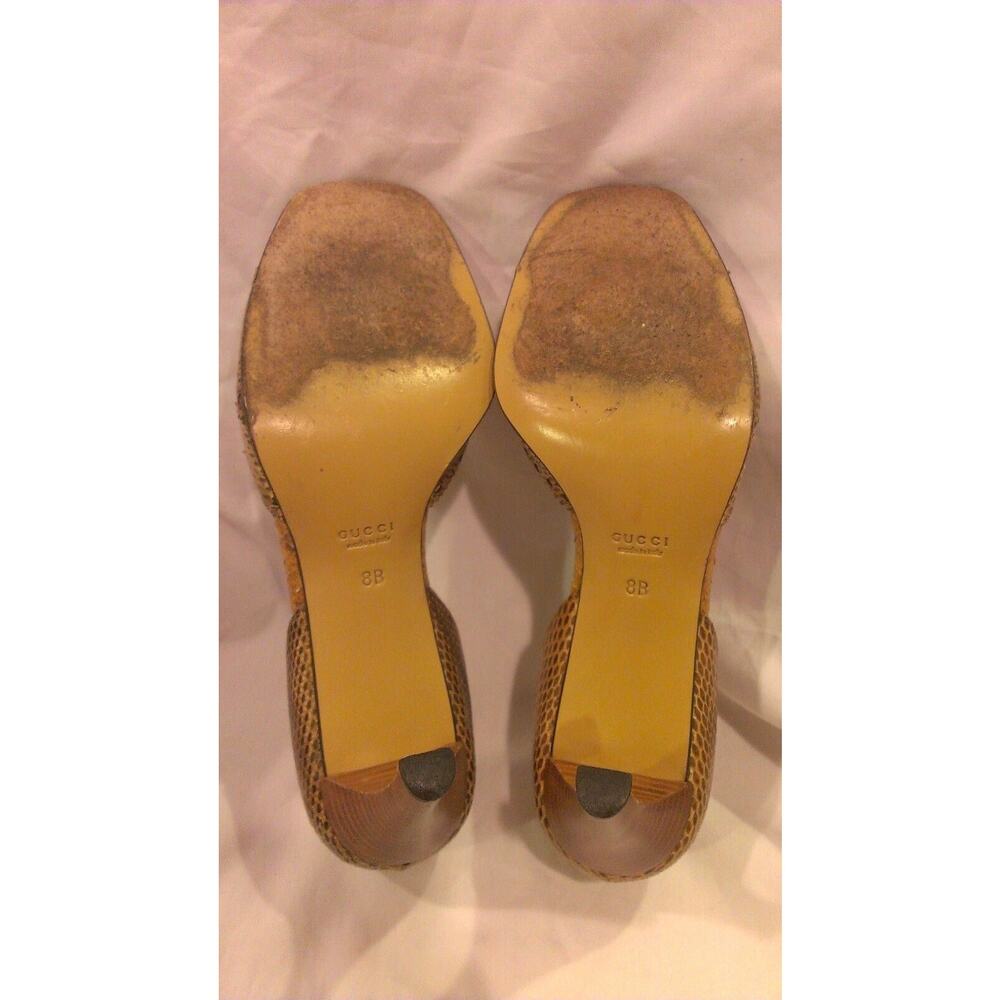 GUCCI Brown Tan Lizard Pumps Size 8B - Picture 6 of 6
